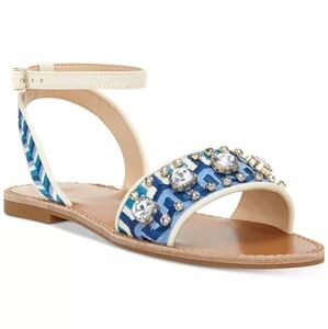 NEW Vince Camuto Akitta Sandals Lt. Blue and White Sandals w Reinstones
